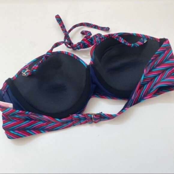 Target Xhilaration Sz Med Bikini Halter Top Multicolored Sequin Trim - Picture 2 of 5